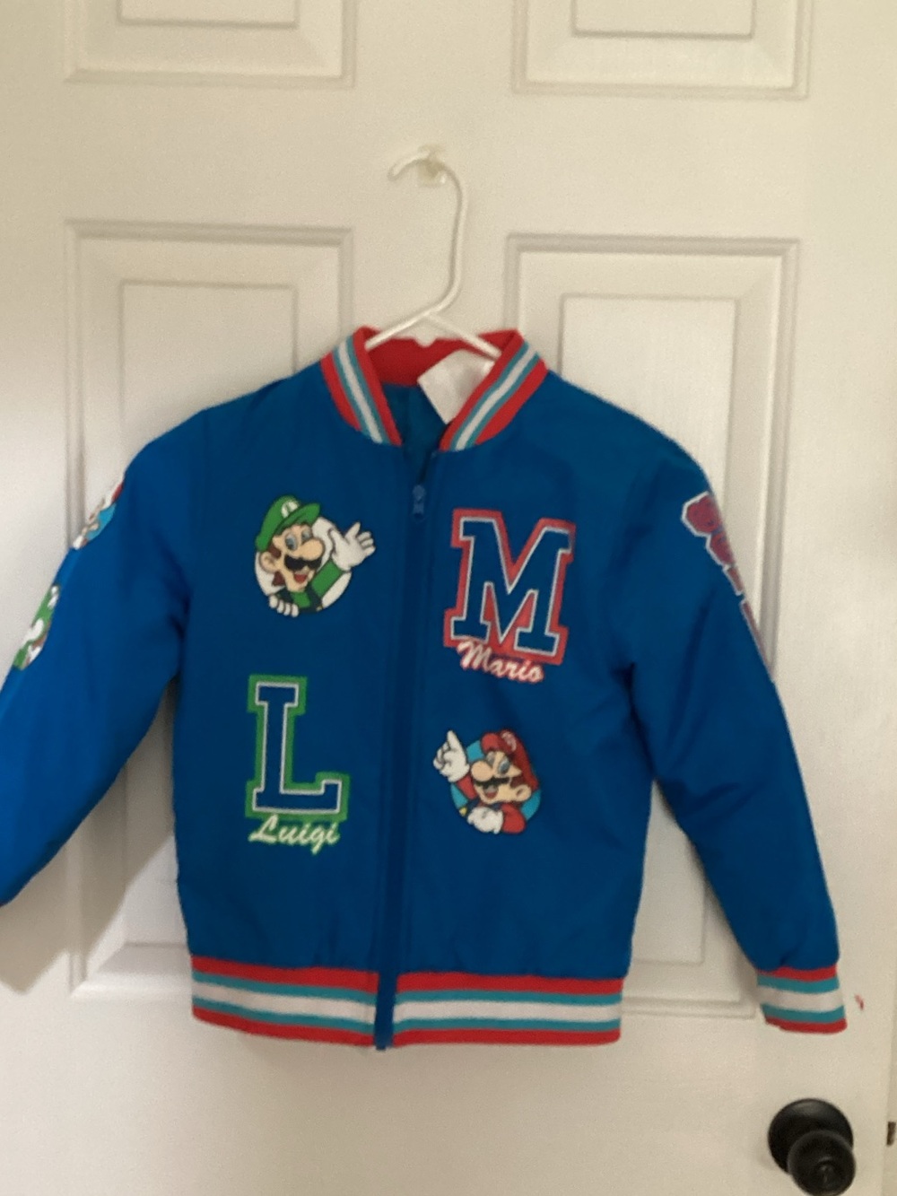 Super Mario Blue Kids Jacket with Mario & Luigi Patches